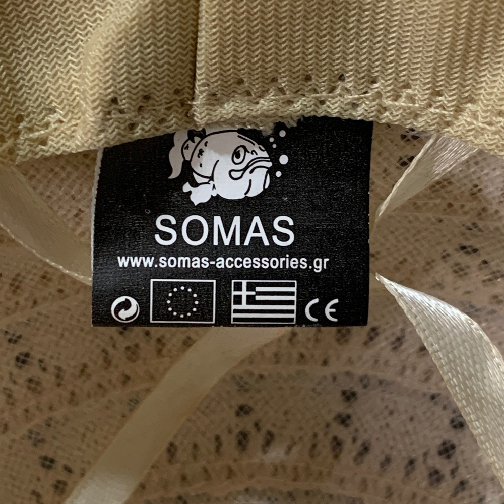 Somas Accessories Greece Beige Crochet Wide Brim Sun Hat Pearl Charm Sz 57 Lace - Picture 5 of 16